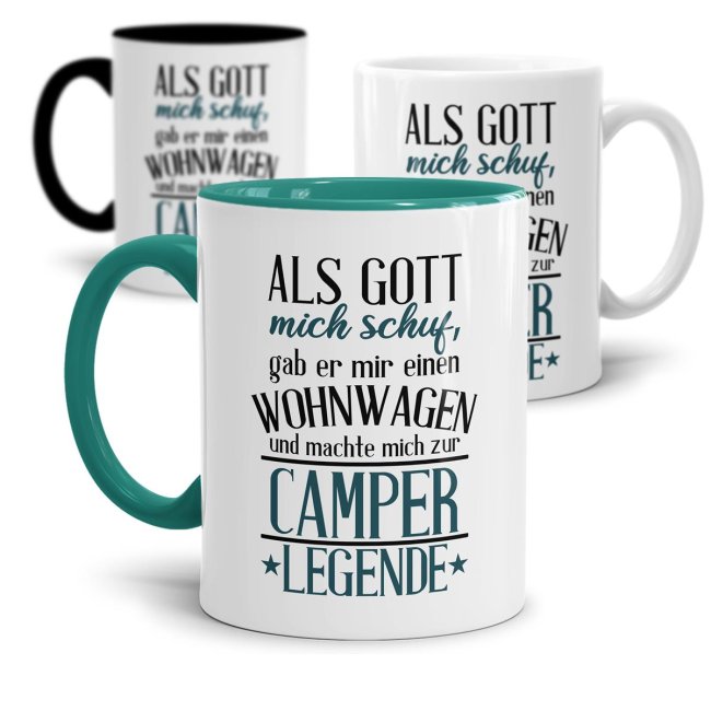 Unsere Tassen mit lustigem Camping-Spruch - Camperlegende - sind eine tolle Geschenkidee für Campingfreunde zu jedem Anlass und gehören in jedes...