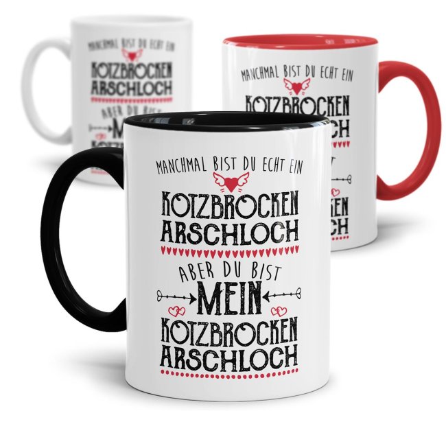 Bedruckte Kaffeetasse aus hochwertiger Keramik mit lustigem Spruch für den liebsten Mann oder Freund