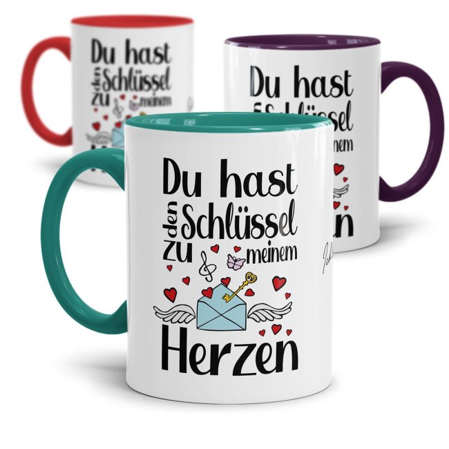 Du hast den Schlüssel zu meinem Herzen - das klingt einfach toll und sagt einfach alles - über dieses liebevoll gestaltete Tasse aus hochwertiger...