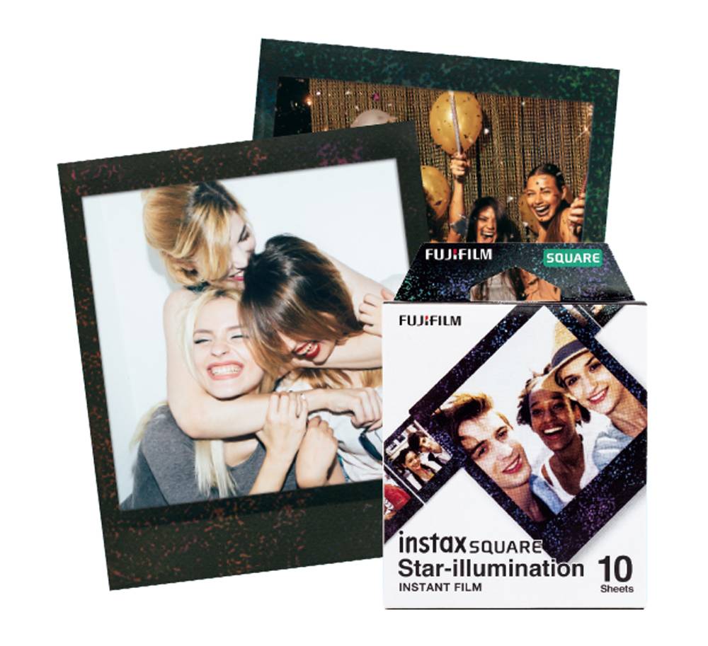 Eyecatcher im “Outer Space“-Design: Dein instax SQUARE Film Star Illumination kommt im sphärische Weltraum-Design daher und ist nicht nur besonders hip