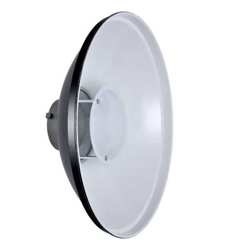 Der weiße Beauty Dish BDR-W420 verfügt über eine Bowens S-Style Halterung zum Anschluss an Studioblitzgeräte oder LED Leuchten mit Bowens Bajonett. Der Außendurchmesser des