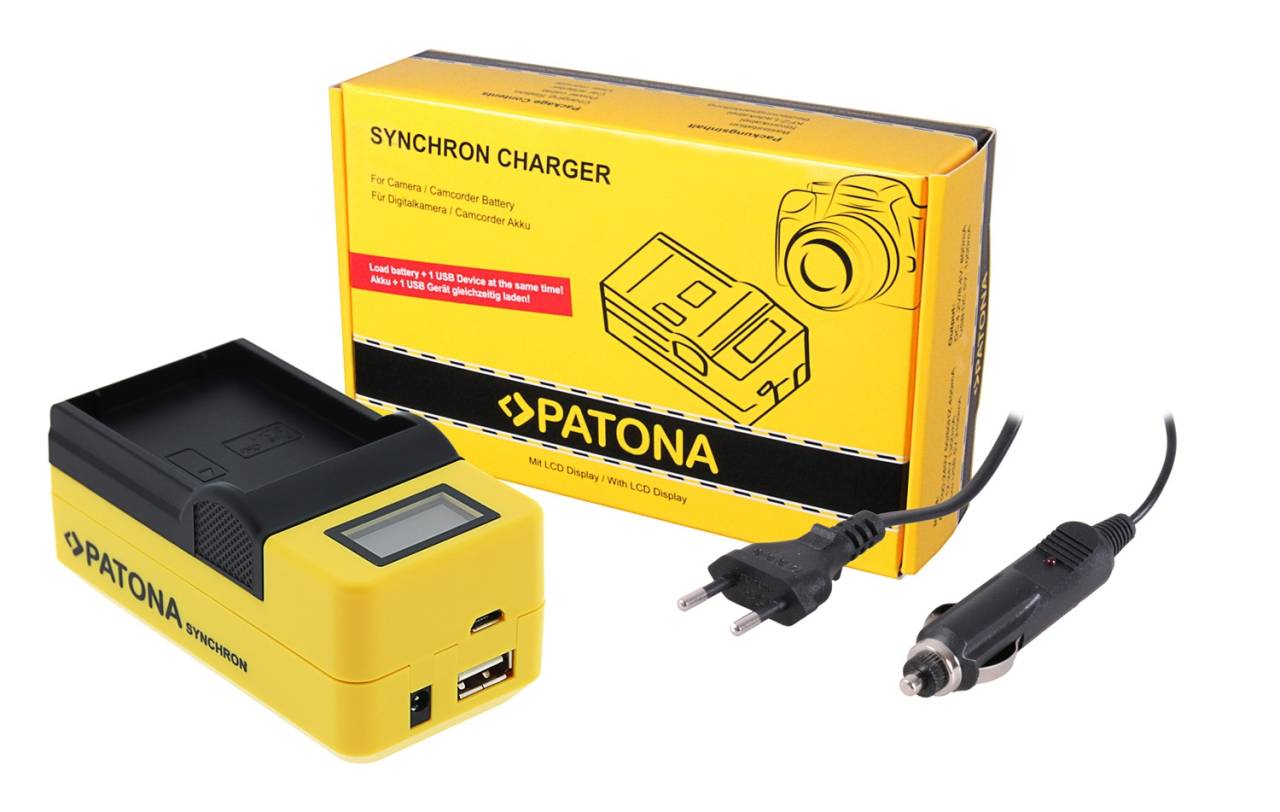 PATONA Synchron USB Ladegerät f. Olympus OM-1 BLX-1 mit LCD-Display Mit dem exklusiven PATONA Synchron USB Ladegerät f. Olympus BLX-1 kann ein Akku und ein Drittgerät (bspw.