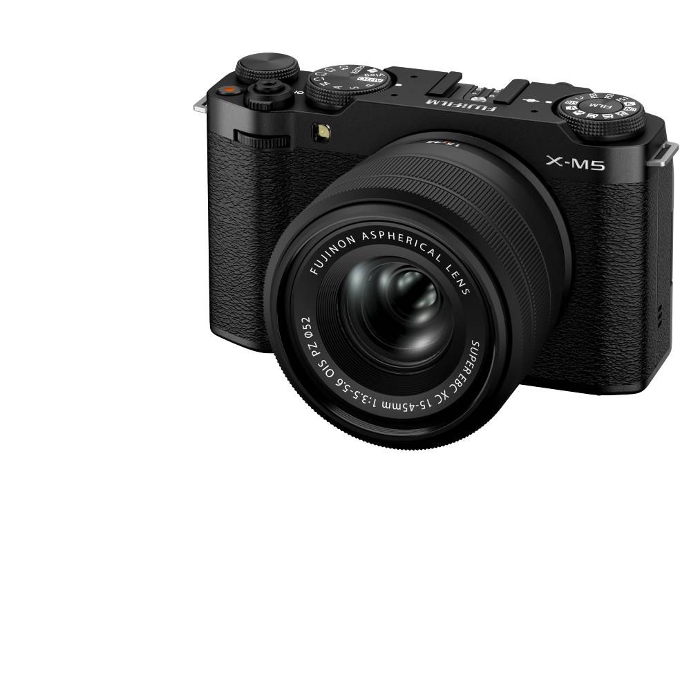 FUJIFILM X-M5: die leichteste Kamera der X Serie mit fortschrittlichen Foto und Videofunktionen und einfacher Bedienung Die spiegellose Systemkamera FUJIFILM X-M5 eignet sich