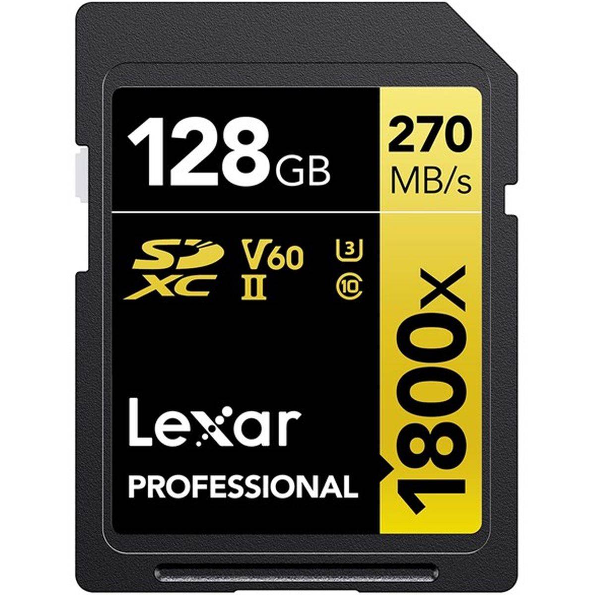 Die Lexar Professional SDXC Gold 128GB 1800x UHS-II V60 ermöglicht die Aufnahme von hochwertigen Fotos und hochauflösenden Full-HD und 4K-UHD-Videos.