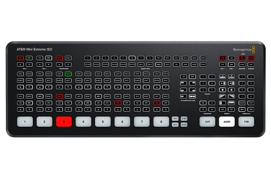 Der Blackmagic ATEM Mini Extrem ISO Liveproduktionsmischer Der ATEM Mini Extreme ISO umfasst alle Features des ATEM Mini Extreme und kann zusätzlich neun separate