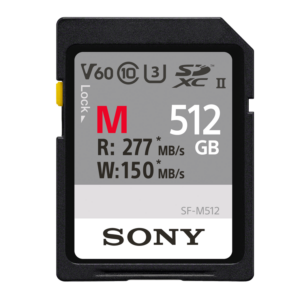 Sony SDXC-Speicherkarte der SF-M Serie mit 512GB Speicherkapazität Die Speicherkarten der SF-M-Serie sind so getestet