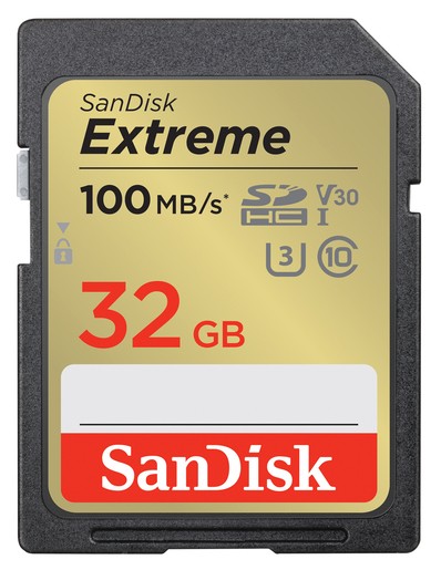 SanDisk Extreme 32GB SDHC-Karte. Schreiben & Lesen bis 100MB/sec.