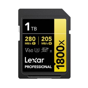 Die für Ihre DSLR oder spiegellose Kameras konzipierte Lexar Professional 1800x SDXC UHS-II Karte der GOLD Serie ermöglicht Ihnen die schnelle Aufnahme und Übertragung