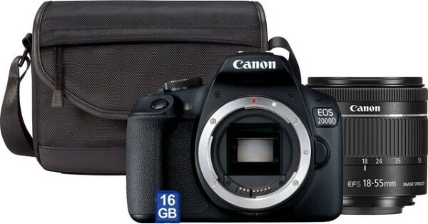 Canon EOS 2000D Kit Spiegelreflexkamera (EF-S 18-55 IS II, 24,1 MP, NFC, WLAN (Wi-Fi), inkl. EF-S 18-55 IS II Objektiv)