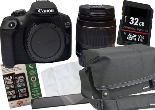 Canon Canon EOS 2000D+EF-S 18-55mm schwarz Set Angebot Spiegelreflexkamera (inkl. Karte,Liquid Nano,Mikrofasertuch,Tasche,Displayfolie)