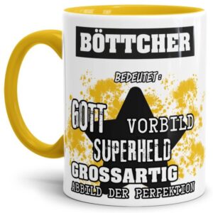 Gelbe Berufe Tasse bedruckt mit Spruch für einen Böttcher - das besondere und individuelle Geschenk für einen Mann der seinen Job gut macht. Ein...