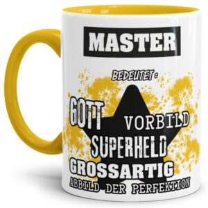 Gelbe Berufe Tasse bedruckt mit Spruch für einen Master - das besondere und individuelle Geschenk für einen Mann der seinen Job gut macht. Ein...