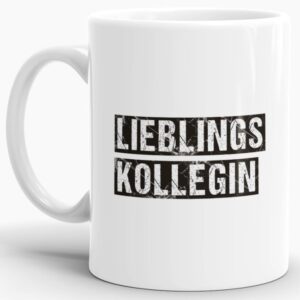 Bürotasse in weiß mit Spruch für die Lieblingskollegin. Ein kleines Geschenk für alle die ihrer Arbeitskollegin ein Lächeln aufs Geschicht zaubern...