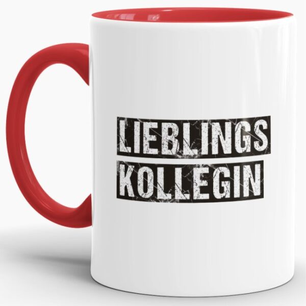 Bürotasse in rot mit Spruch für die Lieblingskollegin. Ein kleines Geschenk für alle die ihrer Arbeitskollegin ein Lächeln aufs Geschicht zaubern...