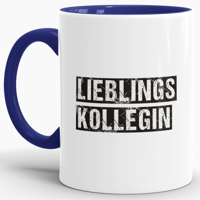 Bürotasse in blau mit Spruch für die Lieblingskollegin. Ein kleines Geschenk für alle die ihrer Arbeitskollegin ein Lächeln aufs Geschicht zaubern...