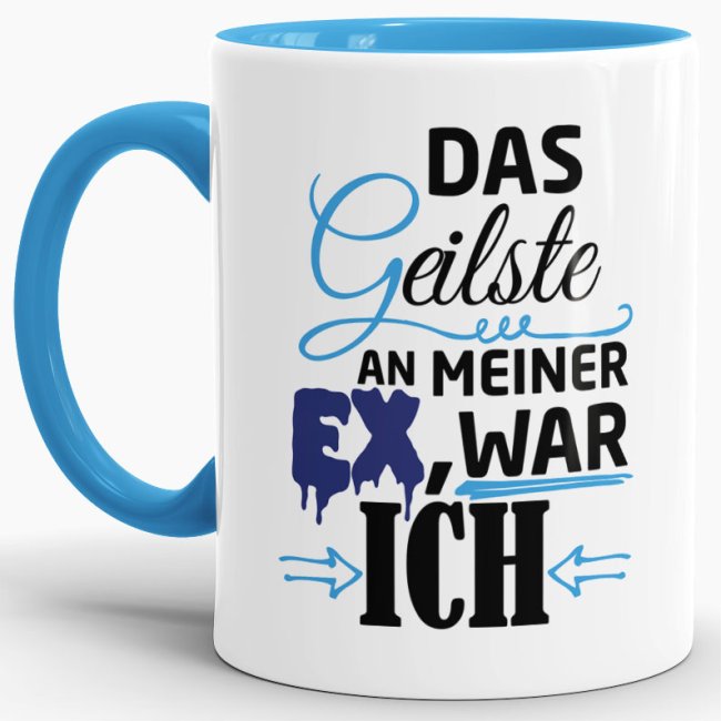 Lustige Tasse mit Spruch zur Trennung - kleine Aufmunterung für alle Trennungsgeschädigten. Ein aufbauendes Geschenk für Freunde