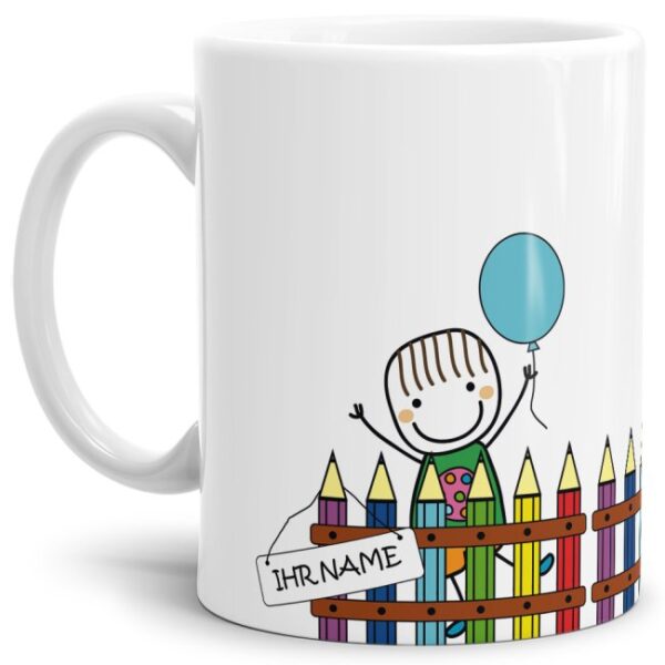 Tasse für Schulanfänger mit Wunschname - das besondere Geschenk für Jungen zum Schulanfang. Personalisiert mit dem Namen des Schulkindes wird diese...