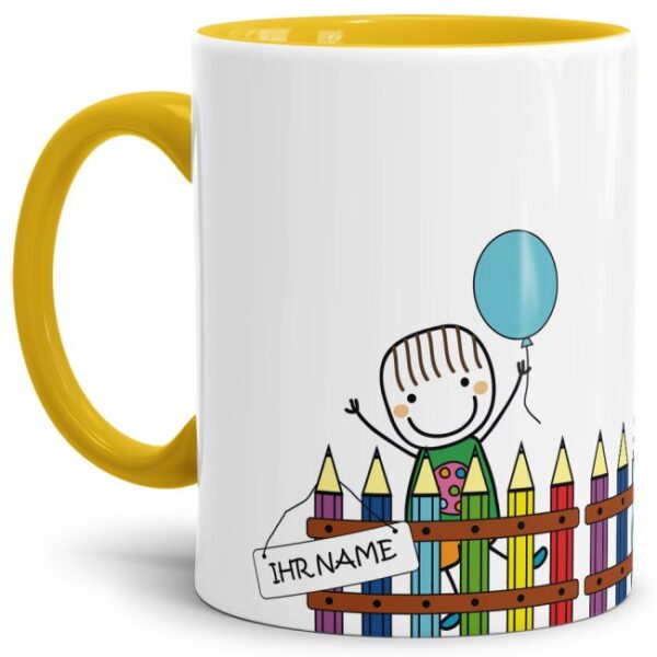 Tasse für Schulanfänger mit Wunschname - das besondere Geschenk für Jungen zum Schulanfang. Personalisiert mit dem Namen des Schulkindes wird diese...