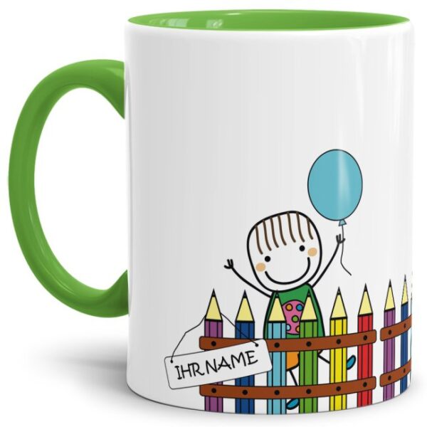 Tasse für Schulanfänger mit Wunschname - das besondere Geschenk für Jungen zum Schulanfang. Personalisiert mit dem Namen des Schulkindes wird diese...