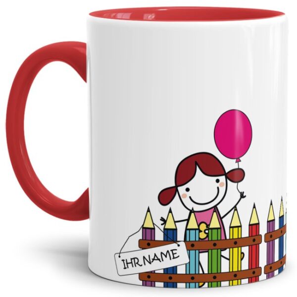 Tasse für Schulanfänger mit Wunschname - das besondere Geschenk für Mädchen zum Schulanfang. Personalisiert mit dem Namen des Schulkindes wird...