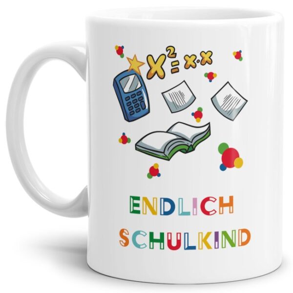 Tasse für Erstklässler und Spruch - Endlich Schulkind - Geschenkidee zum Schulanfang. Das persönliche Geschenk für alle Schulanfänger weckt die...