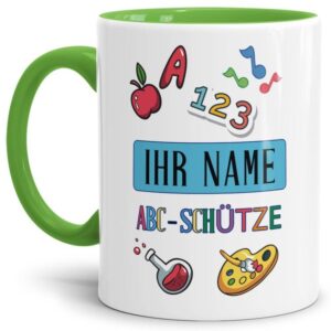 Name für Schulkindernstasse - ABC-Schütze - zum Schulanfang. Die Tasse mit Name für Schulkinder - einfach anpassen - mit dem WunschName für...