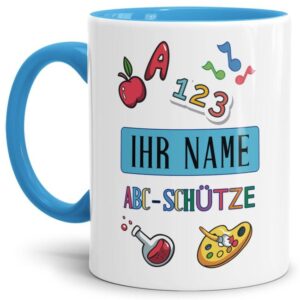 Name für Schulkindernstasse - ABC-Schütze - zum Schulanfang. Die Tasse mit Name für Schulkinder - einfach anpassen - mit dem WunschName für...