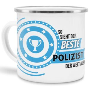 Berufe-Tasse mit lustigem Spruch - So sieht der beste Polizist aus - ist eine ideale Geschenkidee passend zu jedem Anlass. Unsere Berufe-Tassen...