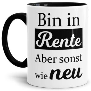 Witziger Kaffeebecher für die Rente mit dem Spruch - Bin in Rente