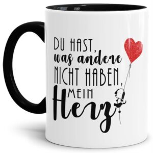 Tasse mit Spruch - Du hast mein Herz - für alle Verliebten. Das besondere Geschenk zum Valentinstag