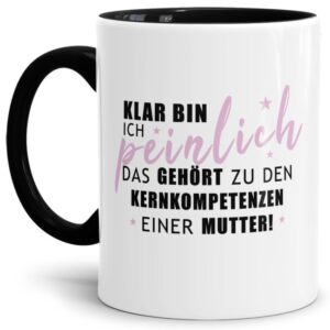 Schwarze Tasse mit witzigem Spruch - Peinlich