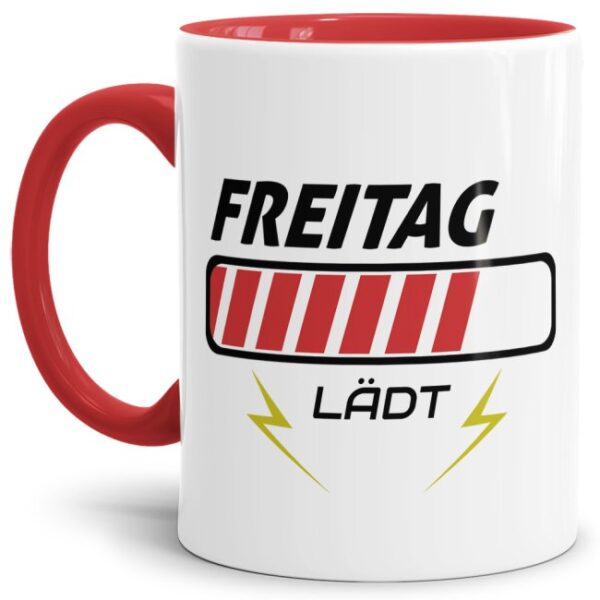 Witzige Bürotasse mit Spruch. Ihr hasst den Montag? Und feiert das Wochenende? Dann ist diese Tasse mit lustigem Spruch - Freitag... Lädt - genau...