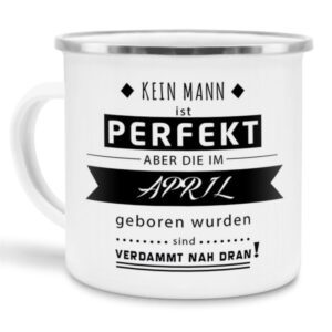 Die Emailletasse mit Spruch - Kein Mann ist perfekt - ist eine witzige Geschenkidee für Männer zum Geburtstag und zu jedem weiteren Anlass. Der...