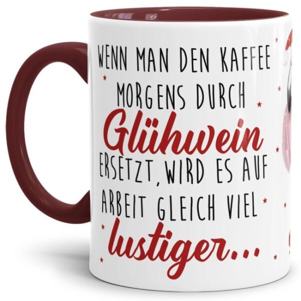 Lustiger Glühweinbecher mit witzigem Spruch fürs Büro und als Mitbringsel für die Nikolausparty bei Freunden. Eine tolle Geschenkidee für Freunde