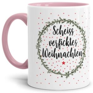 Lustige Weihnachtstasse mit Spruch - Scheiss verficktes Weihnachten! Eine witziges Mitbringsel in der Adventszeit für alle grummeligen...