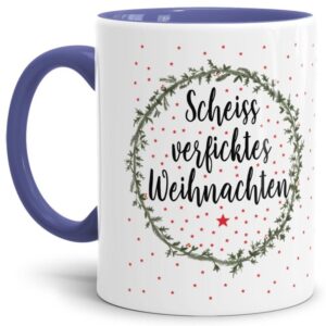 Lustige Weihnachtstasse mit Spruch - Scheiss verficktes Weihnachten! Eine witziges Mitbringsel in der Adventszeit für alle grummeligen...