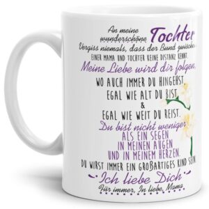 Die Keramiktasse mit süßem Spruch von Mama für die Tochter - Weiß - ist ein tolles Geschenk zum Geburtstag