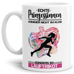 Eine echte Prinzessin trägt nicht nur High-Heels - sie ist auch sportlich! Hochwertiger Kaffeebecher - Weiß - für jede Frau und jedes Mädchen