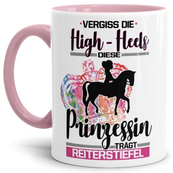 Eine echte Prinzessin trägt nicht nur High-Heels - sie ist auch sportlich! Hochwertiger Kaffeebecher - Innen & Henkel Rosa - für jede Frau und...