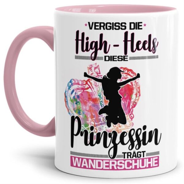 Eine echte Prinzessin trägt nicht nur High-Heels - sie ist auch sportlich! Hochwertiger Kaffeebecher - Innen & Henkel Rosa - für jede Frau und...