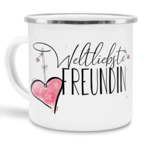 Diese Metalltasse aus Emaille - Weltliebste Freundin - klein - ist ein tolles Geschenk zum Geburtstag und eine schöne Geschenkidee zum Danke sagen....