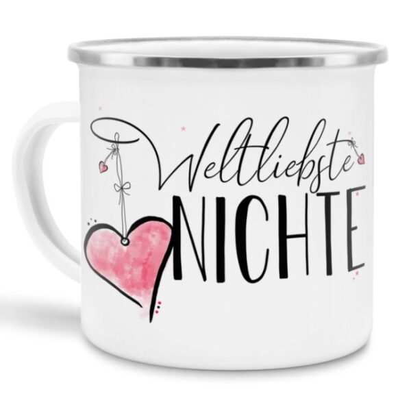 Diese Metalltasse aus Emaille - Weltliebste Nichte - klein - ist ein tolles Geschenk zum Geburtstag und eine schöne Geschenkidee zum Danke sagen....