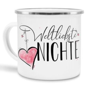 Diese Metalltasse aus Emaille - Weltliebste Nichte - groß - ist ein tolles Geschenk zum Geburtstag und eine schöne Geschenkidee zum Danke sagen....