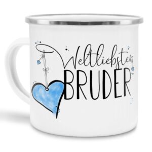 Diese Metalltasse aus Emaille - Weltliebster Bruder klein - ist ein tolles Geschenk zum Geburtstag und eine schöne Geschenkidee zum Danke sagen....