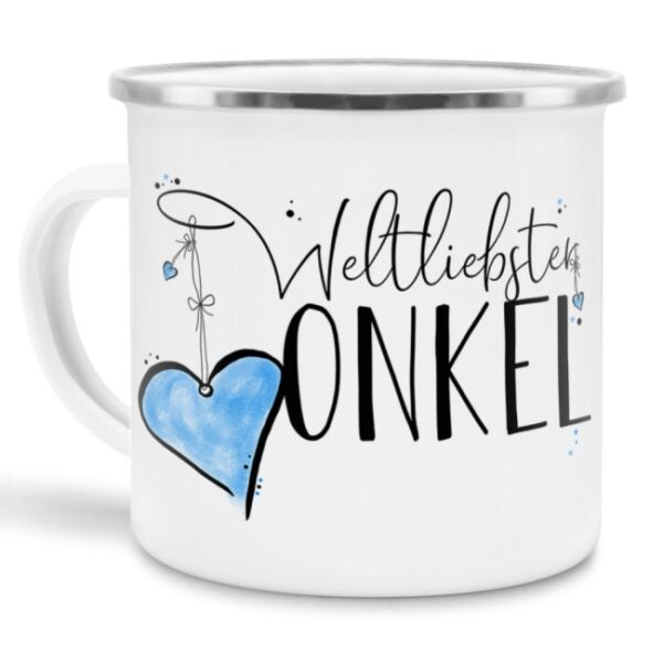 Diese Metalltasse aus Emaille - Weltliebster Onkel - klein - ist ein tolles Geschenk zum Geburtstag und eine schöne Geschenkidee zum Danke sagen....