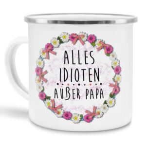 Emaille-Tasse mit witzigem Spruch