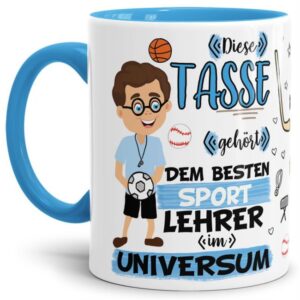 Tasse aus hochwertiger Keramik für den besten Sport-Lehrer im Universum. Perfekt als kleines Geschenk zum Schulabschluss für den Lieblings-...