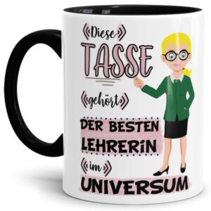 Tasse aus hochwertiger Keramik für die beste Lehrerin im Universum. Perfekt als kleines Geschenk zum Schulabschluss für die Lieblings-Lehrerin....