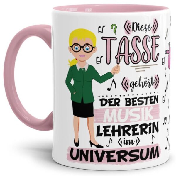 Tasse aus hochwertiger Keramik für die beste Musik-Lehrerin im Universum. Perfekt als kleines Geschenk zum Schulabschluss für die Lieblings-...