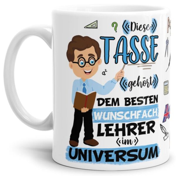 Tasse aus hochwertiger Keramik für den besten Lehrer im Universum. Perfekt als kleines Geschenk zum Schulabschluss für den Lieblings-Lehrer....